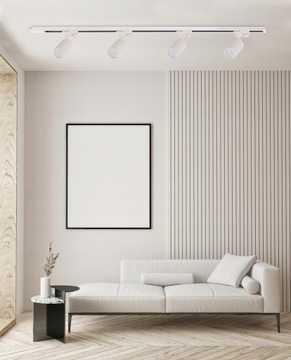 Zestaw oświetlenie szynowe SZYNA 2m 6x lampa GU10 listwa BIAŁA Szynoprzewód