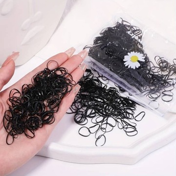 НАБОР ЧЕРНЫХ РЕЗИНОВ МАЛЕНЬКИЕ РЕЗИНКИ ДЛЯ ВОЛОС И МОСТИКИ МИНИ 1000 шт.