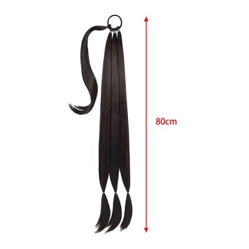 Длинная коса. Наращивание хвоста. Синтетические волосы для наращивания черно-коричневого цвета.