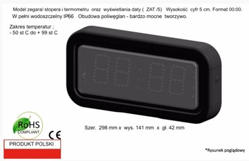 Промышленные светодиодные часы, секундомер, водонепроницаемый корпус IP66.