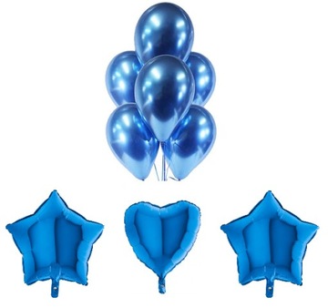 BALONY NIEBIESKIE SILIKONOWE+FOLIOWE ZESTAW 10 SZT