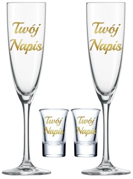 Zestaw kieliszki oszukane 15ml+ szampan personalizacja ślub wesele mąż żona