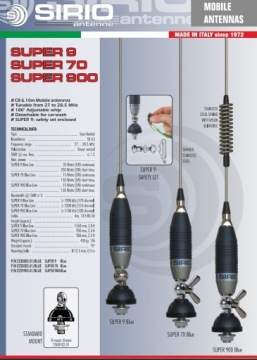 CB АНТЕННА SIRIO SUPER 70 CHROME 70см ДешеваяДоставка