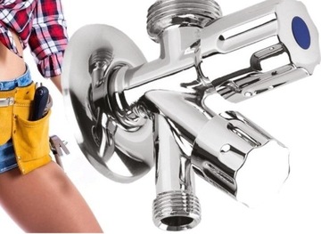 ZAWÓR KĄTOWY KOMBINOWANY 1/2x3/4x3/8 PODWÓJNY