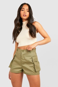 SPODENKI SZORTY KHAKI CARGO Z KIESZENIAMI WYSOKI STAN BOOHOO 40