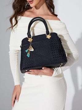 СУМКА ЖЕНСКАЯ КОЖАНАЯ, ЧЕРНАЯ, ЭЛЕГАНТНАЯ СУМКА ИЗ ЭКО КОЖИ, МОДНАЯ