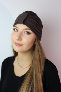 Turban Emma brąz EVA DESIGN także po chemioterapii