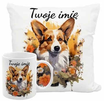 KUBEK PODUSZKA ZESTAW PIES PIESEK RASA WELSH CORGI CARDIGAN