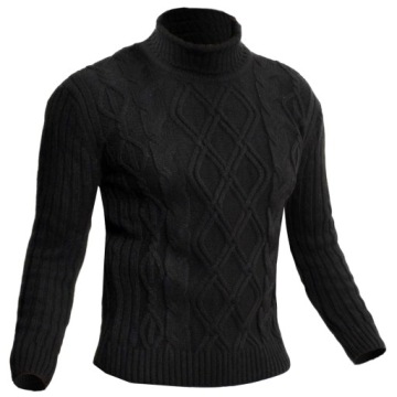 Sweter Męski Gruby Ciepły Wełna Golf Stójka