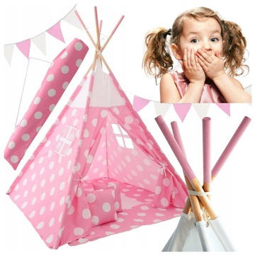 TIPI NAMIOT DLA DZIECI 6w1 RÓŻOWY DLA DZIEWCZYNKI DUŻY WYGODNY XXL