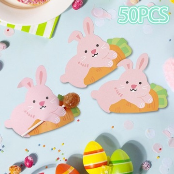 50 открыток с кроликом Лолли, пасхальные открытки с сообщениями, очаровательные сладкие бумажные открытки для обмена открыток