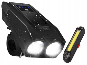 МОЩНЫЙ ВЕЛОСИПЕДНЫЙ ФОНАРЬ ПЕРЕДНИЙ ЗАДНИЙ СВЕТОДИОДНЫЙ ГРОМКИЙ ЗВОНОК АККУМУЛЯТОР 2в1