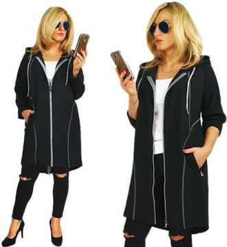 BAWEŁNIANA CZARNA KURTKA BLUZA Z KAPTUREM 44 46 48