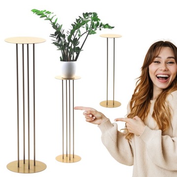 Elegancki Kwietnik Metalowy Wesele 70cm złoty