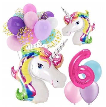 BALONY zestaw urodziny 6 LAT JEDNOROŻEC UNICORN