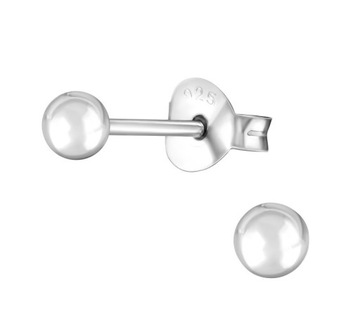 Kolczyk srebrny 925 SZTUKA kulka pełna 4 mm sztyft
