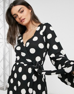 River Island kopertowa sukienka midi defekt 36