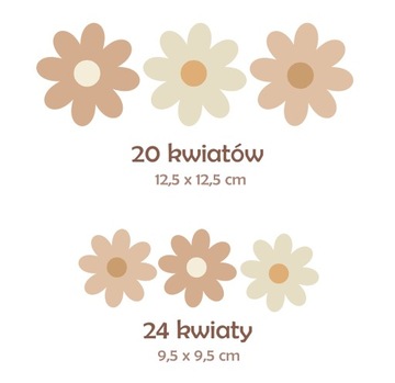 Naklejki na ścianę kwiatki kwiaty beżowe boho 44 szt