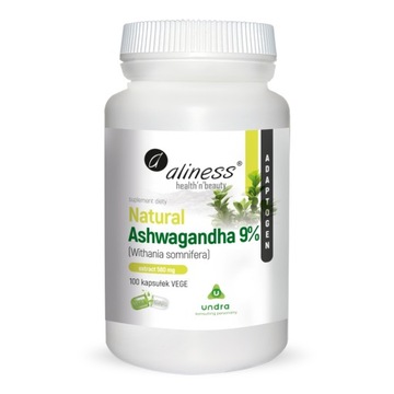 ALINESS NATURAL ASHWAGANDHA 9% 580 mg 100 kapsułek Vege STRES samopoczucie