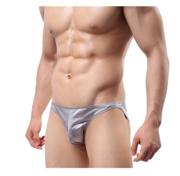 SEXY SREBRNE SZARE BŁYSZCZĄCE , POJEMNE SLIPY XL