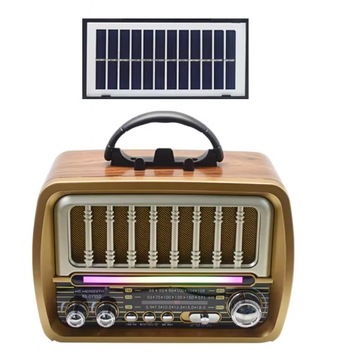 RADIO RETRO PRZENOŚNE KUCHENNE LED PANEL SOLARNY BLUETOOTH USB AKUMULATOR