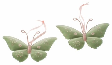 Zawieszka metalowa motyl zielona 2szt 8,5cm