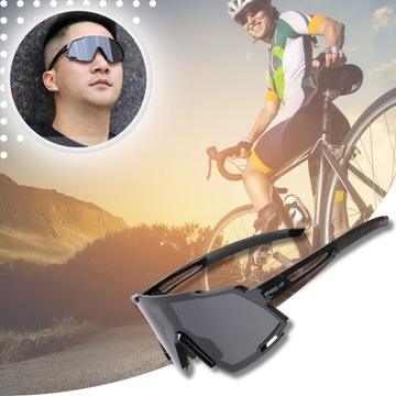 OKULARY ROWEROWE FOTOCHROMOWE OKULARY NA ROWER SPORTOWE FOTOCHROMY + CZAPKA