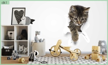 3D НАКЛЕЙКИ НА СТЕНУ для детей котёнок, КРУПНЫЕ УЗОРЫ