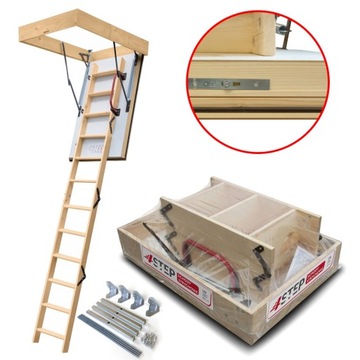 Schody Strychowe Wyłaz na strych EXTREME 76 mm 100x70 0,55 W + MOCOWANIA