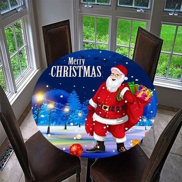 Скатерть круглая на резинке Дед Мороз с подарками