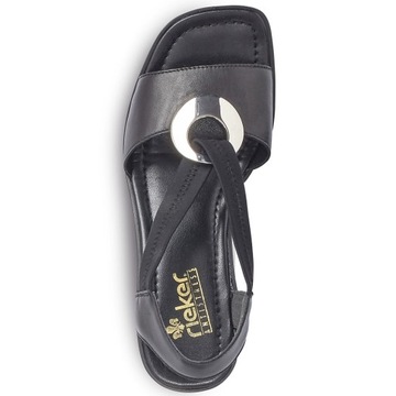 Skórzane sandały na gumki czarne Rieker 62662 36