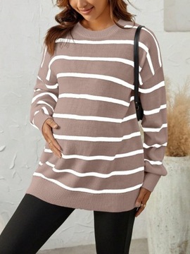 SHEIN MATERNITY SWETER DAMSKI W PASKI RÓŻOWY PROSTY S 928