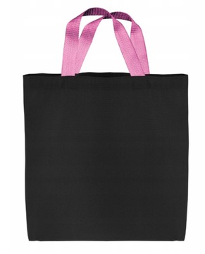 Torba CZARNA Bawełniana 38x42cm ucho Kaletnicze RÓŻ