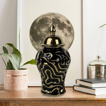 Фарфоровая банка для имбиря с крышкой Настольные предметы, черный,