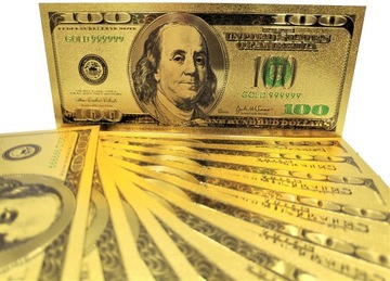 Позолоченная коллекционная банкнота номиналом 100 долларов США.