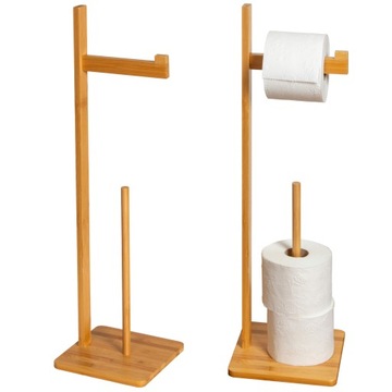 STOJAK ŁAZIENKOWY TOALETOWY ZESTAW WC NA PAPIER DREWNIANY BAMBUS
