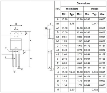 Триак BTA16-600C 16А 600В 25мА TO220 ST Microelectronics