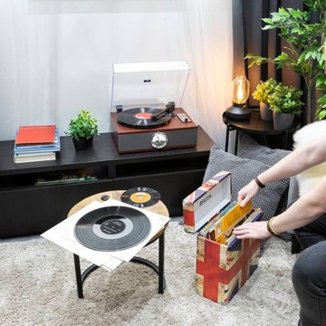 Винтажный проигрыватель Bluetooth FM CD-динамики + винил