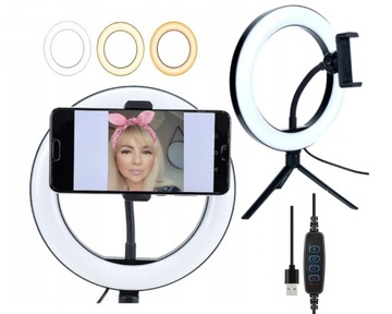 LAMPA PIERŚCIENIOWA LED RING SELFIE MAKIJAŻ STATYW
