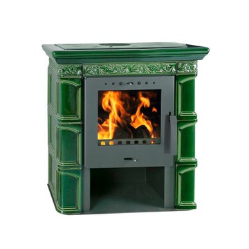 KOMINEK PIEC PIECYK KAFLOWY NA DREWNO FLAMA MELITA O MOCY 6KW OLIVE ECO