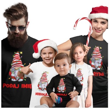 KOSZULKI ŚWIĄTECZNE Z IMIONAMI ZESTAW RODZINY 2+3