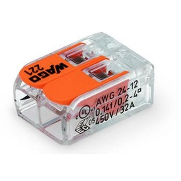 ZŁĄCZKA WAGO 221-412 LINKA DRUT 2X 0,2-4mm2 32A