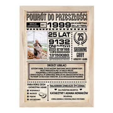 Plakat A3 w drewnianej ramie prezent na rocznicę ślubu rocznica