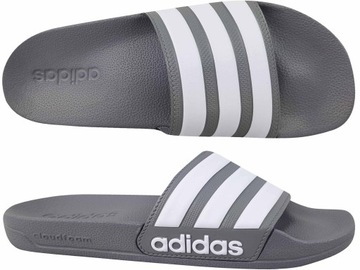 ADIDAS ADILETTE SHOWER KLAPKI PLAŻOWE BASEN SZARE