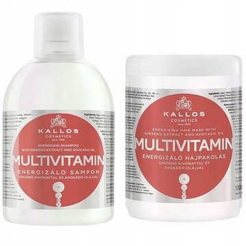 KALLOS ZESTAW ENEGRGETYZUJĄCY MULTIVITAMIN ŻEŃ-SZEŃ MASKA +SZAMPON 2x1000ML