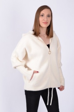 Kurtka sweter płaszczyk z kapturem alpaka zamek