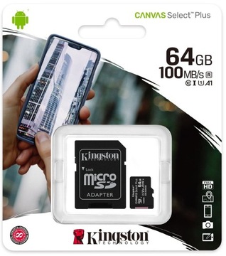 Karta microSDXC KINGSTON Canvas Select Plus 64GB