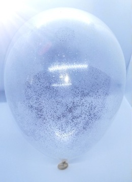 Balony z brokatem srebrne XL 30 cm HIT 5 szt
