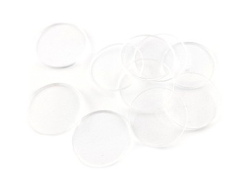 Żetony okrągłe, pleksi przezroczyste 22x3 mm (10)
