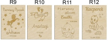 DREWNIANY ALBUM na roczek prezent metryczka grawer